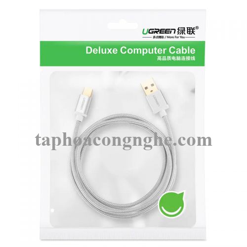 Ugreen 20815 3M màu Trắng Dây USB 2.0 sang Type-C đầu nhôm dây bọc vinyl US174 30020815